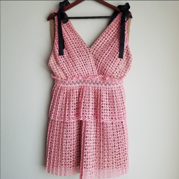 Self-Portrait Organza Cutwork Mini Dress with Ties - Picture 5 of 15